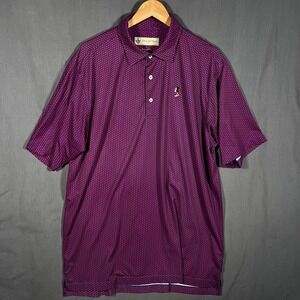 Donald Ross Polo Golf Shirt Men's Large Red Blue All Over Print Seminole Golf
